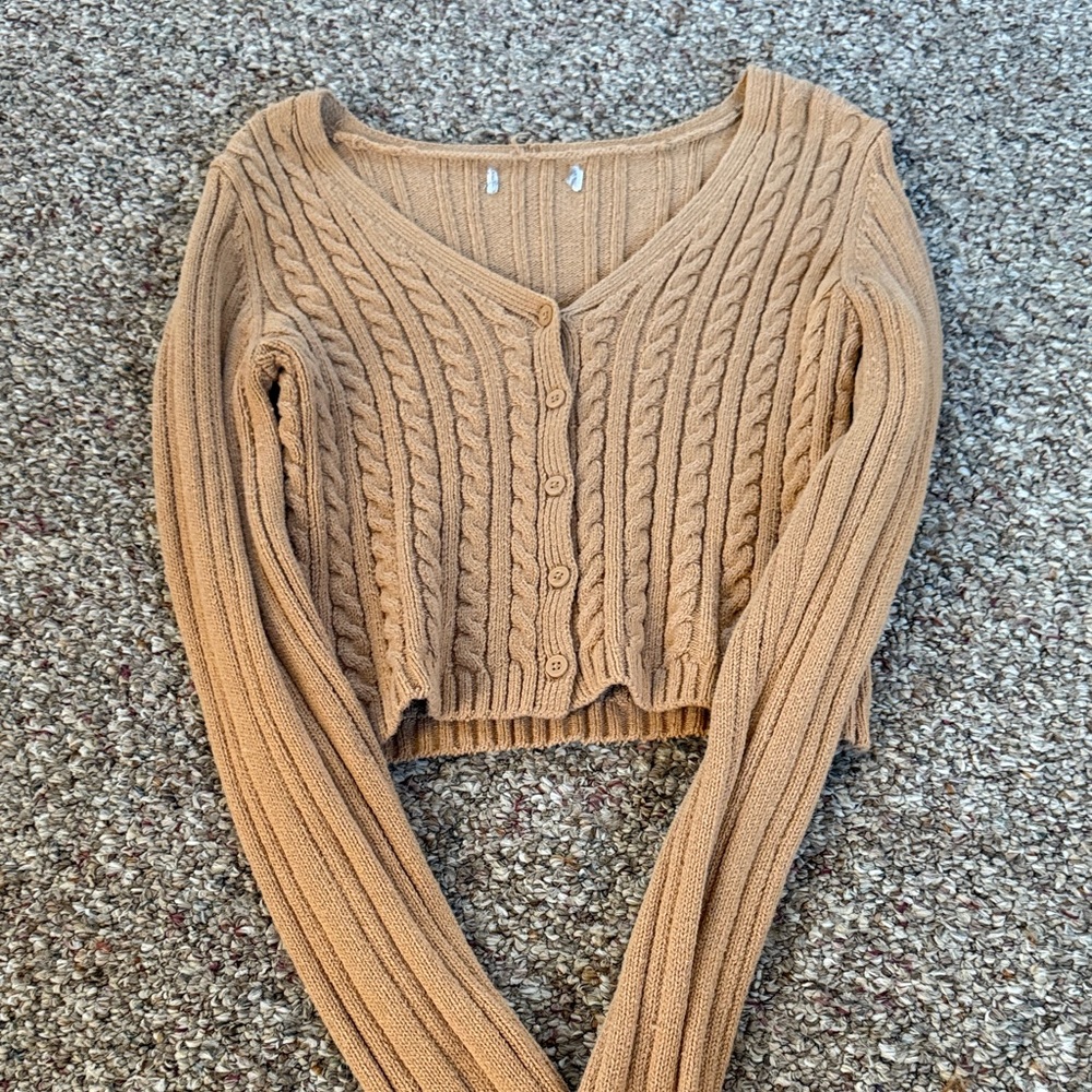 Tan Cable Knit Women's Sweater Hollister